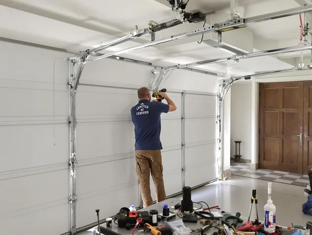 Orange Garage Door Repair certified technician performing precision garage door repair in Orange