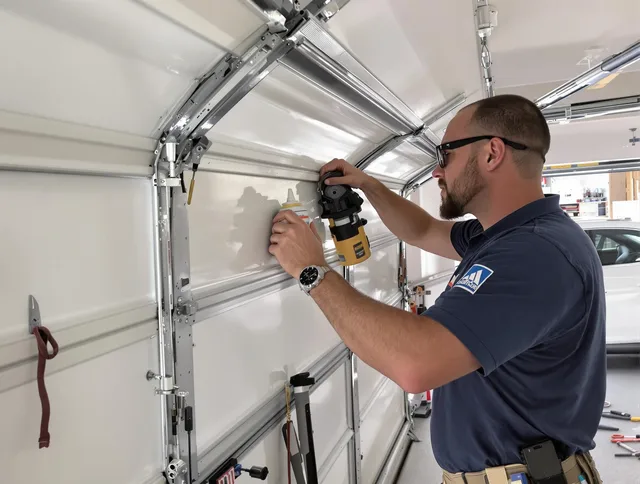 Orange Garage Door Repair technician quieting a noisy garage door in Orange