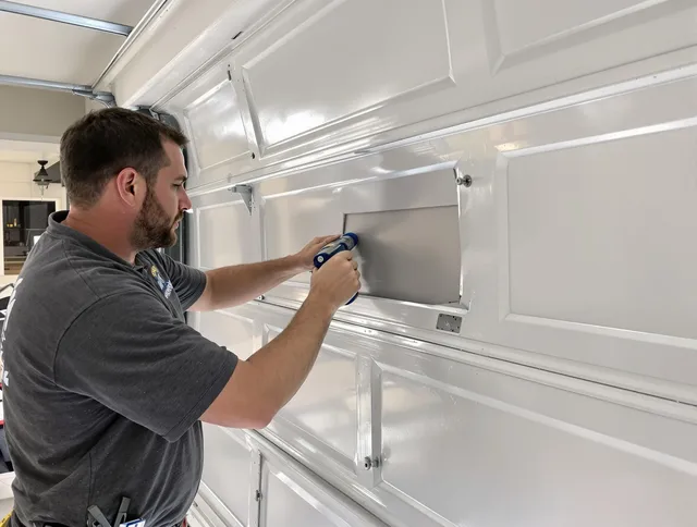 Garage door panel repair by Orange Garage Door Repair in Orange